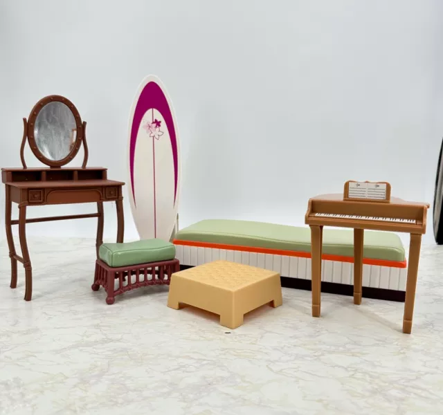 Hannah Montana Malibu Beach House Replacement Furniture 6-pieces, Piano Vanity +