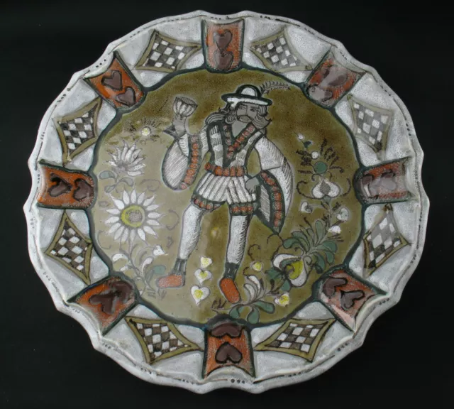Großer Erhart Schiavon Keramik Wandteller flache Schale Vintage italy pottery