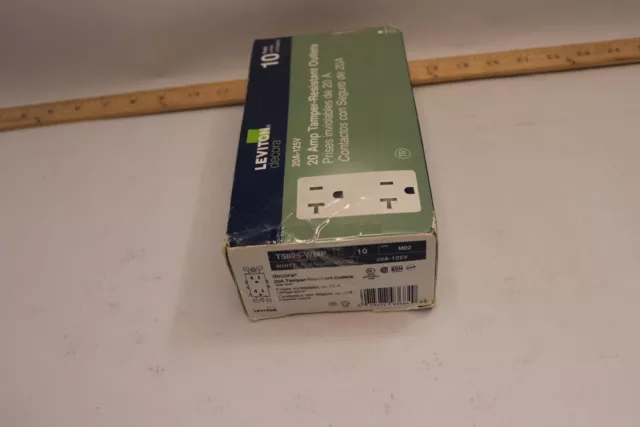 (10-PK ) Leviton Tamper Resistant Outlet 20A 125V White T5825-WMP