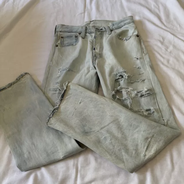 Levi’s 501 WHITE OAK Cone Denim Women’s 30 Jeans Distressed Destroyed Light Wash