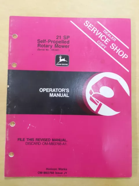 John Deere 21 SP Self-Propelled Rotary Mower Operators Manual, Dealer Copy