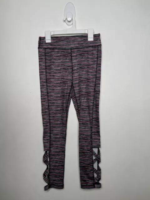 Ideology Stripe Leggings Girls Size Medium 10-12 Active Wear Pull On Pink Black