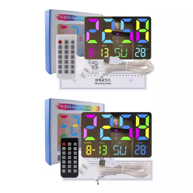 Alarm Clock Calendar Wall Mounted Kids Adults Digital Clock LED Wall Clock for