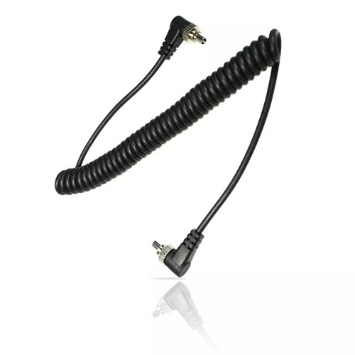 Male to Male Flash PC Sync Cable 14-Inch Coiled Cord with Screw Lock for DSLRs