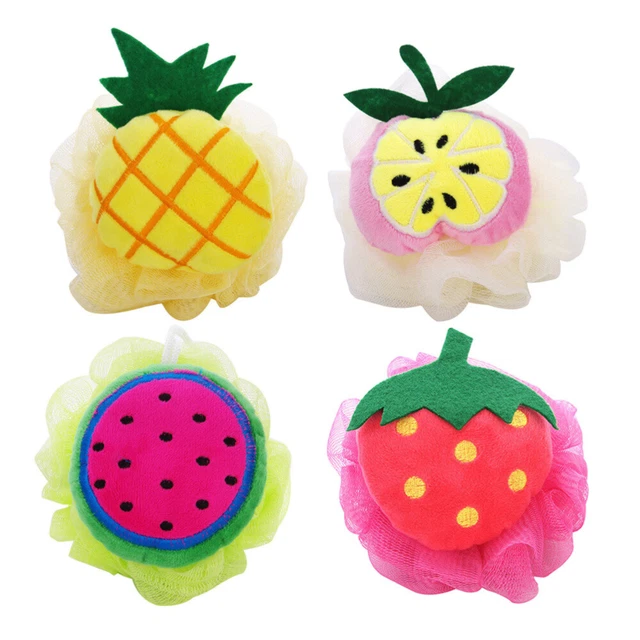 4 stücke Farben Obst Geformt Weichen Bad Ball Nette Mesh Schwamm Mesh Hocker Dus