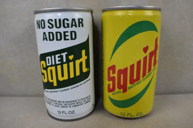 Vintage SQUIRT & DIET SQUIRT Soda Pop Can Straight Steel 12 Oz Pull Tab