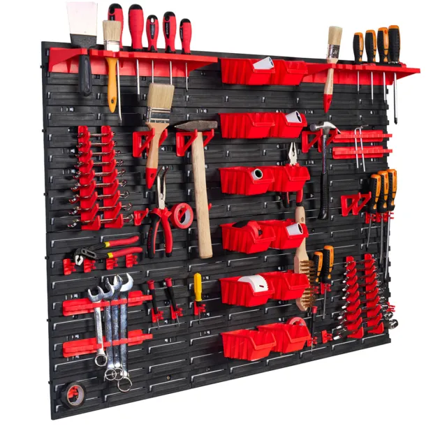 Werkzeugwand 1158 x 780 mm - Lagersystem SET Werkzeughaltern und 12 Stück Boxen