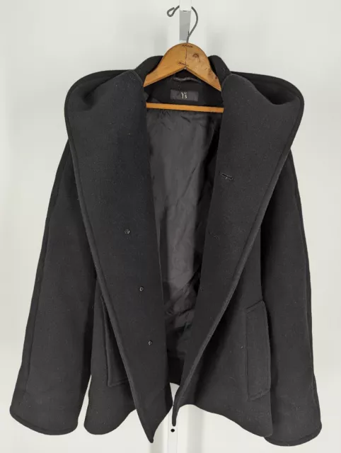 Yohji Yamamoto Ys Wool Overcoat Jacket Big Hood Size 2 Japan