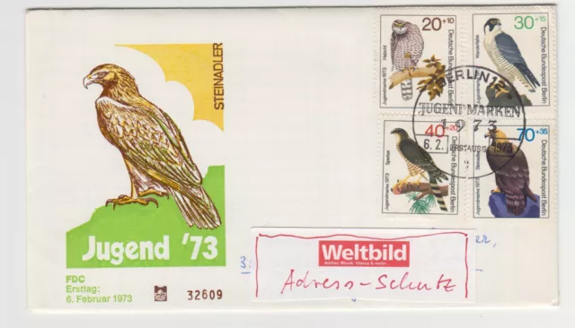 Greifvögel HABICHT Steinadler SPERBER Wanderfalke Serie Jugend Brief Berlin 1973