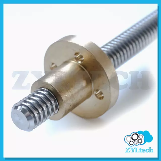 12mm T12x2 Lead Screw Trapezoidal ACME Lead Screw w/ Brass Nut up to 1m