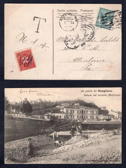 ITALY 1906 Postcard to Allentown Pa USA. Postage Due