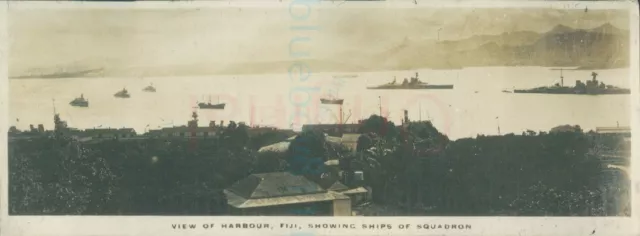 1925 photo Harbour Fiji Royal Navy Ships Sp Sq British Empire cruise 4.7x1.7"