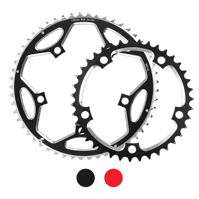 Plateau Narrow Wide Vélo Route BCD 130 - Alliage Aluminium CNC Rouge, 209.3mm, Pour 8-12 Vitesses