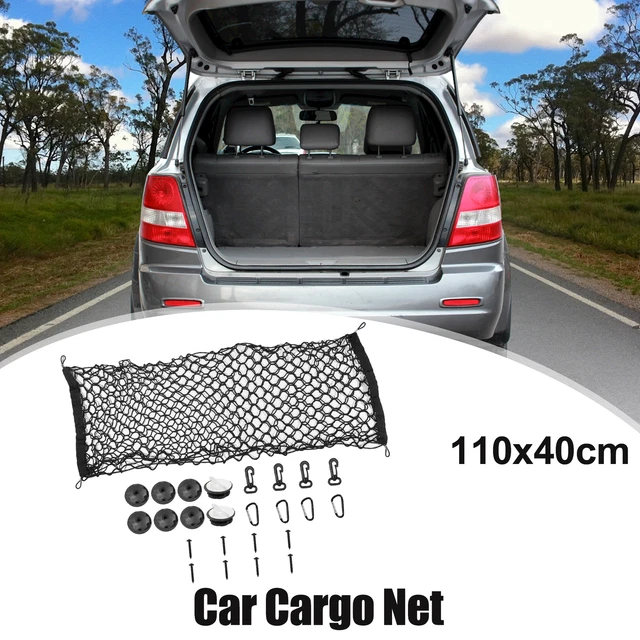 1 Set Car Mesh Rear Cargo Net 4 x Hook 4 x Button Hole 4 x Screws 43.3"×15.7"