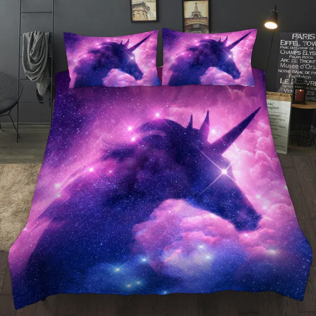 Unicorn Stars Adult Kids Bedding Duvet Quilt Cover Set Holiday Birthday Gift