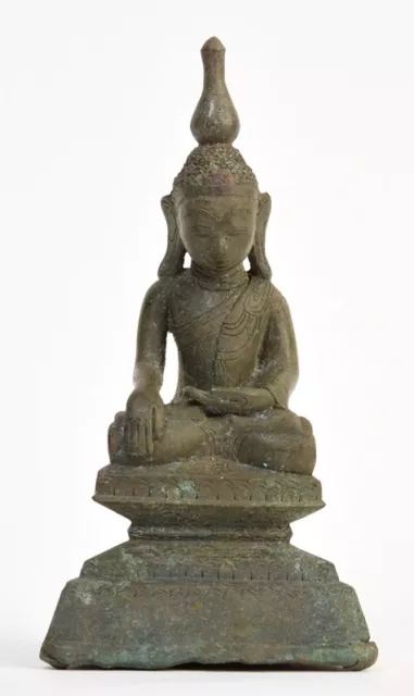 16th Century, Shan, Antique Burmese Bronze Seated Buddha