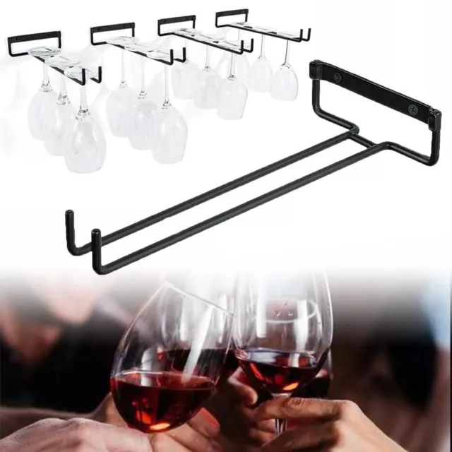 Wall Mounted Wine Glass Holder Black Goblet Hanging Rack Cup Hanger  Home