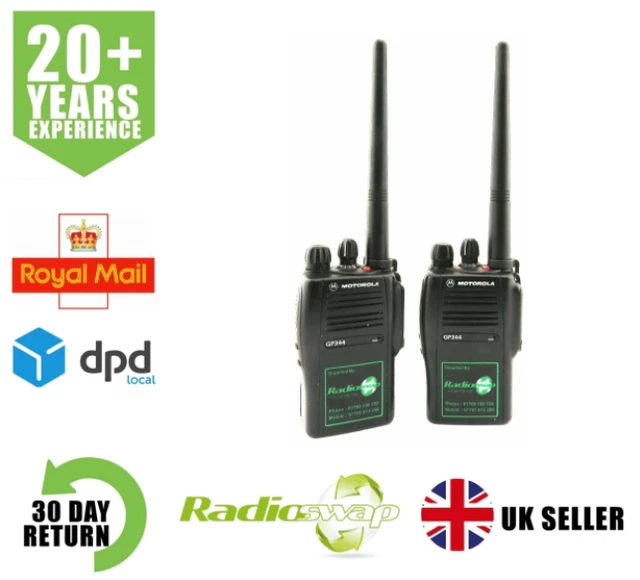 MOTOROLA GP344 VHF 5 WATT WALKIETALKIE TWO WAY RADIOS WITH SPEAKER
