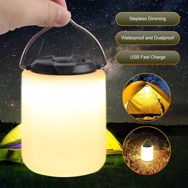 LED Camping Lampe USB Aufladbar Laterne Akku Garten Zeltlicht Campingleuchte DHL