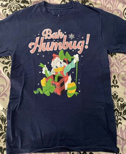 Disney Parks Donald Duck Bah Humbug Holiday Christmas T-Shirt Small Unisex