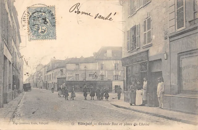 Cpa 94 Villejuif / La Grande Rue Et Place Du Christ