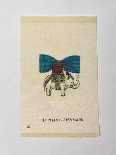 Antique 1900s ELEPHANT DENMARK Emblem Medal SERIES #31 Tobacco Cigarette Silk
