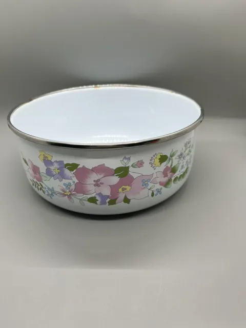 KOBE Vintage Kitchen Nesting Mixing Bowls 3 pc Set Enamelware Floral