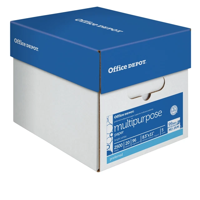 Office Depot Multipurpose Paper, Letter, 96 Brightness, 20 Lb, 2500-Sheets
