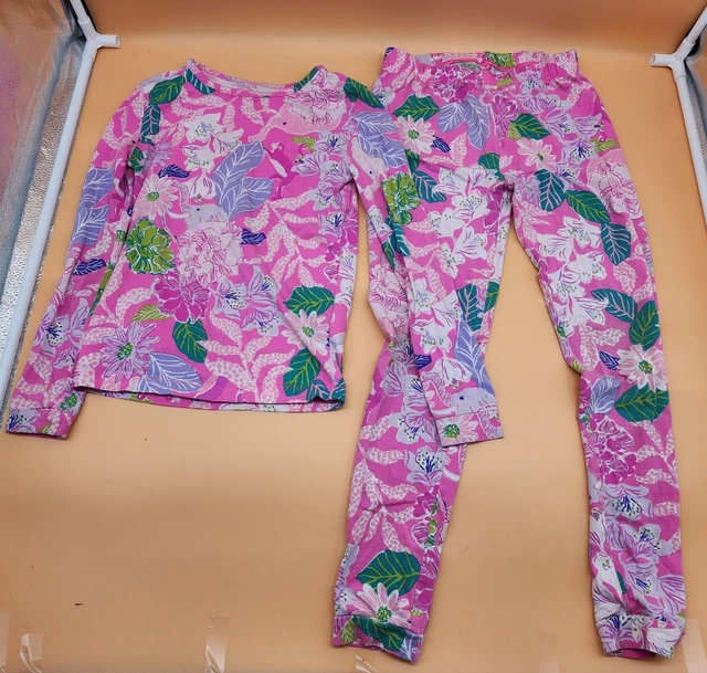 Lilly Pulitzer Kids Girl's 2-Piece Sammy Floral Pajama Pink Isle Size 10 *read*