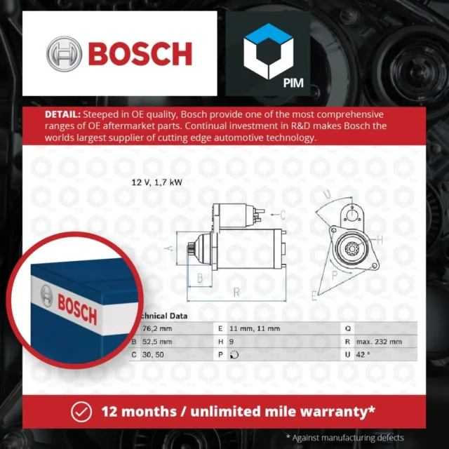 Starter Motor fits PORSCHE 911 997 3.8 04 to 08 Bosch 99660410300 99660410400