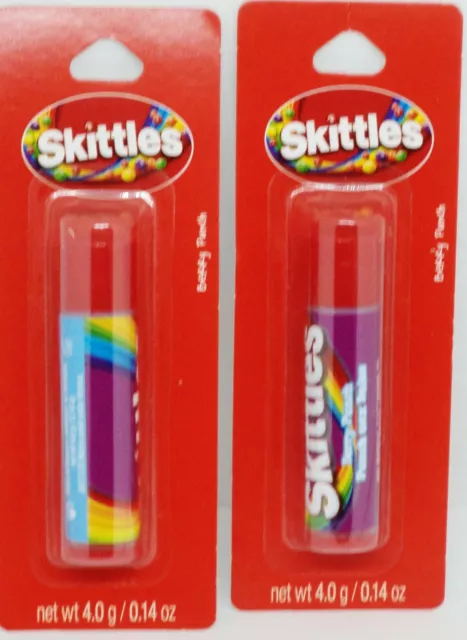 2 SKITTLES  Lip Balms BERRY PUNCH Flavor In Sealed Packages .14 oz (4.0g) Each