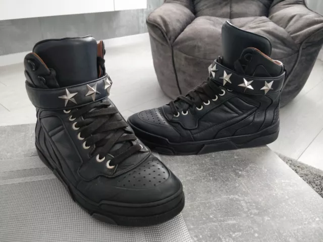 Givenchy Tyson Star Black Leather High Top Womens Sneakers Shoes Trainers Hype