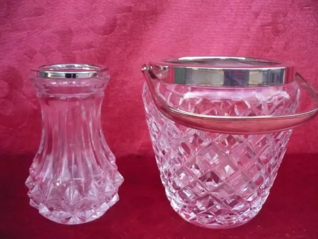 2 Hermoso Glasteile Con Metallmontierung __ Eisglas __ Jarrón Florero