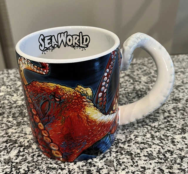 SeaWorld Octopus Mug - 3D Tentacle Shaped Handle -  Large 16oz - Bright Colors