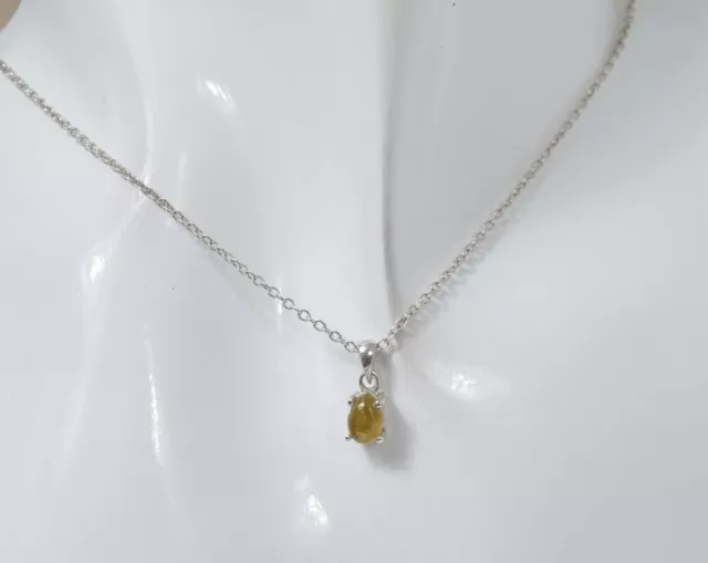 925 Solid Sterling Silver Yellow Tourmaline Chain Pendant-18.5 Inch A363 3