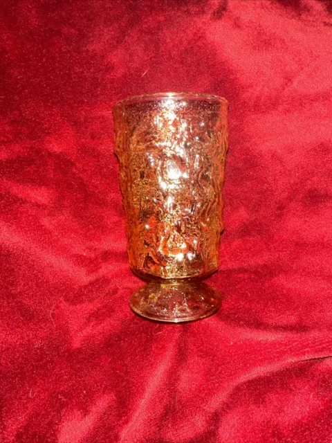 Anchor Hocking Crinkle Glass Amber Gold MILANO/LIDO Footed Tumbler