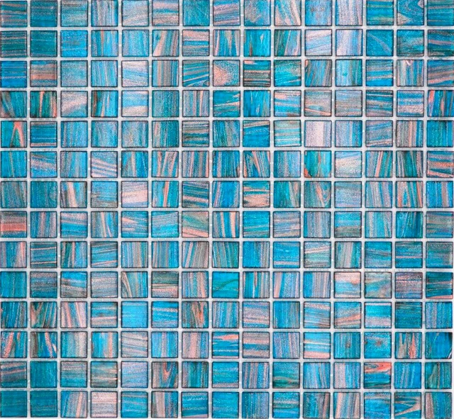 Mosaico de vidrio azulejo de mosaico turquesa azul perlenciano cobre cambiante 230-G62_P