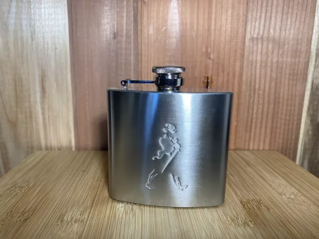 Johnnie Walker Logo Embossed Stainless Steel Hip Flask 5oz