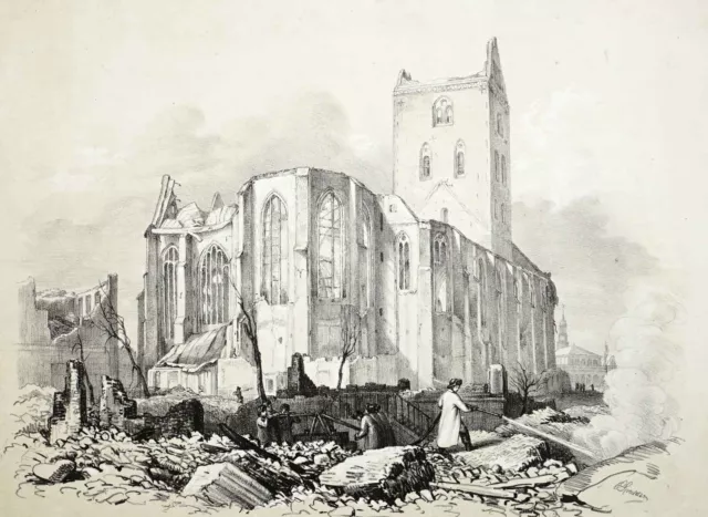 HAMBURG - Kirchenansicht - Speckter - Lithographie um 1850