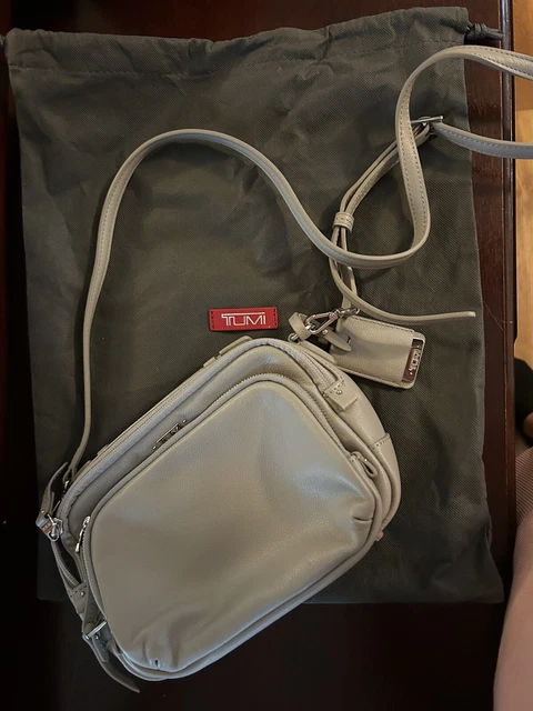 New TUMI Voyageur Troy Shoulder Bag Crossbody Grey Leather