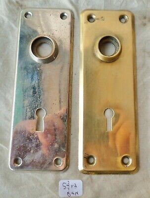 Door Knob Back Plates  (pr) Nickel & Brass Mission  5 3/4"h x 2"w