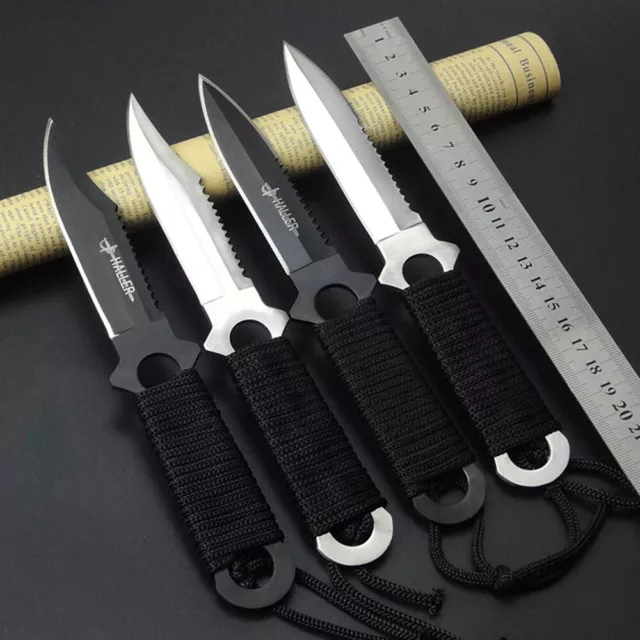 4 Piece Fixed Blade Knives Camping Throwing Knife Set Tactical Hunting Survival