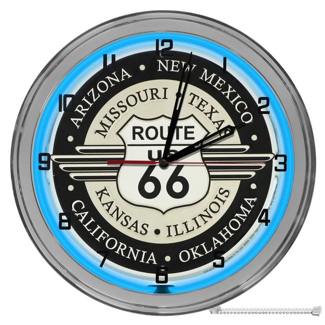 ROUTE 66 NOSTALGIC 16 In Neon Wall Clock 134.95 PicClick