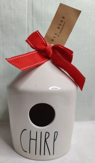 Rae Dunn "CHIRP" Birdhouse Magenta Spring Decor Rustic Pottery FAST Shipping