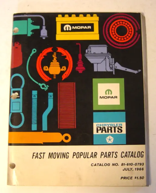 Vintage 1966 Mopar Fast Moving Popular Parts Catalog #816100793 Chrysler Service