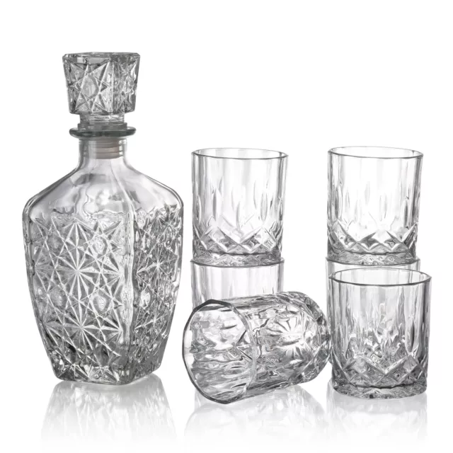 Glass Whiskey Decanter Set - Liquor Decanter Kit For Alcohol, Whiskey, Brandy