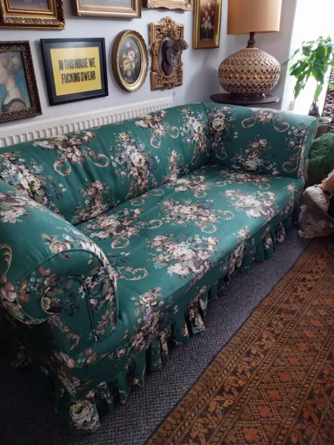 Vintage Linen Sofa,vintage Floral sofa,edwardian Sofa,victorian sofa,antique