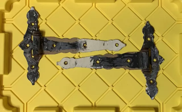 Vintage Black T Strap Hinges Cast Iron Heavy Duty 15” L Barn Door Fence Gate