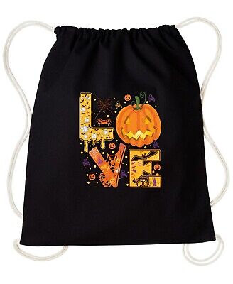 Love Pumpkin Halloween Gymsac Bag Sports/School Kid Unisex PE Kit Drawstring Bag