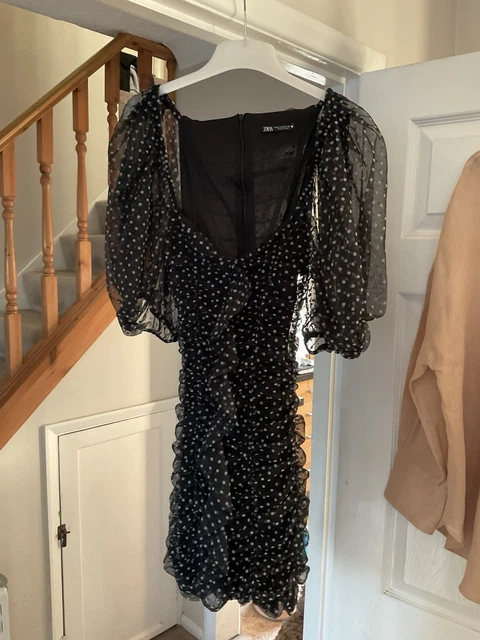 ZARA HOT PINK Polka Dot Puff Sleeve Mini Dress Size XS Blogger 25.66 -  PicClick UK
